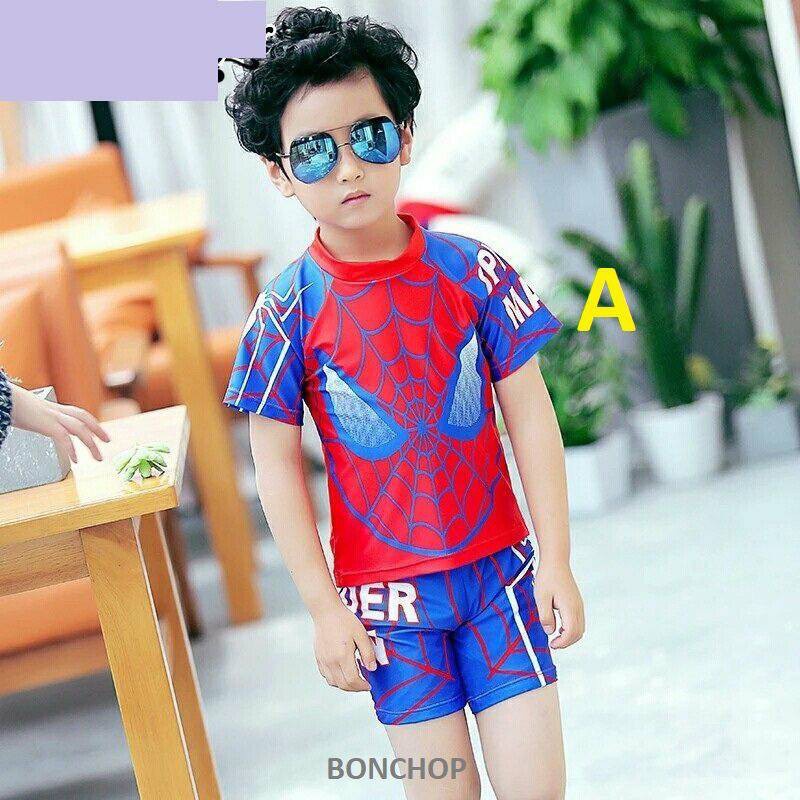 Đồ bơi bé trai, đồ bơi trẻ em Siêu Nhân Spiderman cho bé trai 2-10 tuổi chất thun co giãn thoải mái