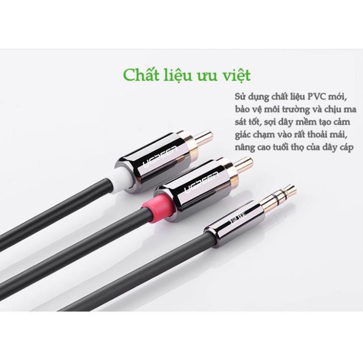 Dây Audio 3.5mm to 2 đầu RCA chính hãng Ugreen 10584 ✔HÀNG CHÍNH HÃNG ✔
