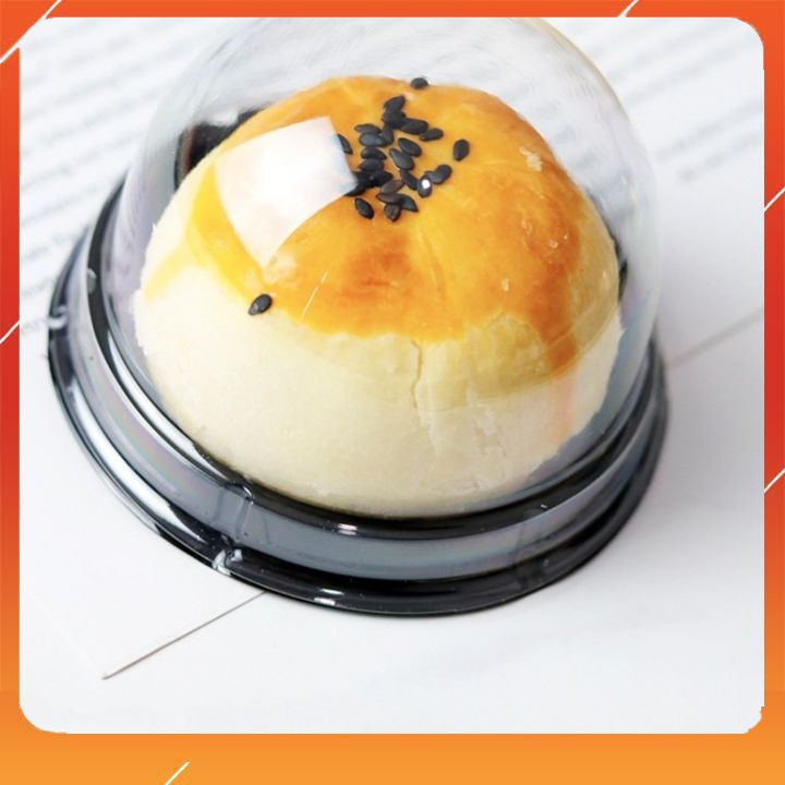 50 Bộ Hộp Đựng Bánh Trung Thu 60g 75g 80g cao cấp, trong suốt - Hộp PET nắp cầu nắp vuông đế vàng tiện dụng