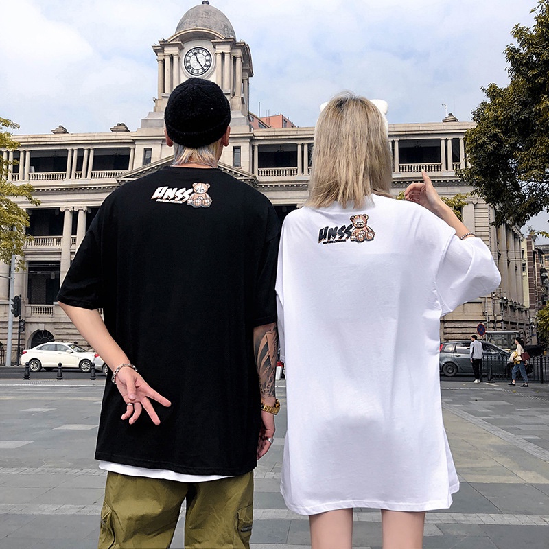 Áo thun tay lỡ in hình gấu UNSS ❤️ Áo phông oversize form rộng unisex  nam nữ - A13 - Happy Style