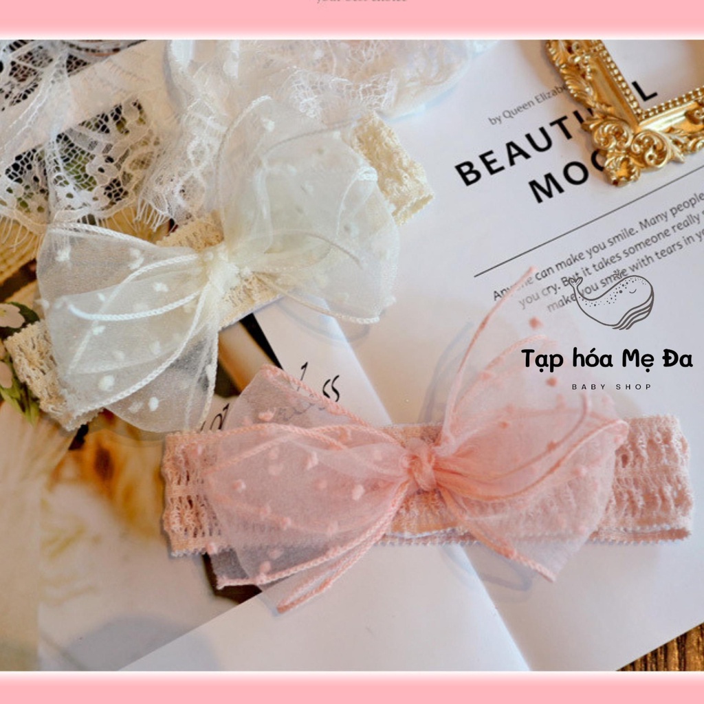 Turban/băng đô cài tóc vải voan lụa cao cấp Hàn Quốc phong cách công chúa cho bé