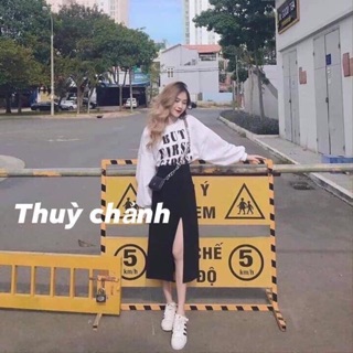 Set váy sẻ tà trước