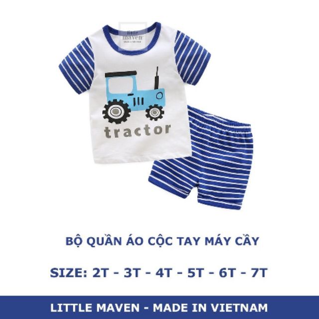 Bộ quần áo cộc tay Little maven cho bé trai từ 2 - 7 tuổi