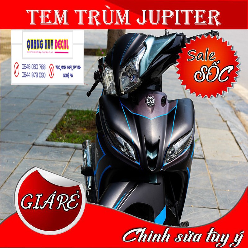 Tem trùm xe jupiter đen chỉ xanh