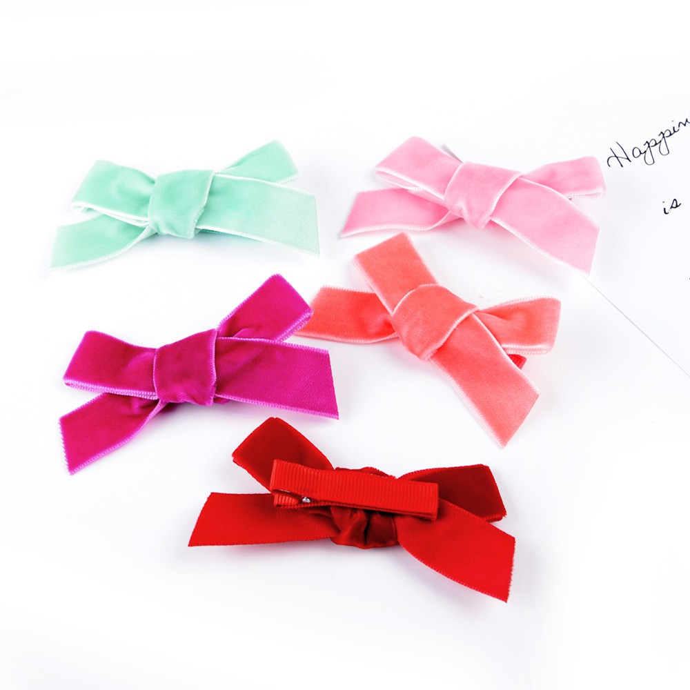 Kẹp tóc KIDSBOWS trang trí nơ vải nhung dễ thương dành cho bé gái