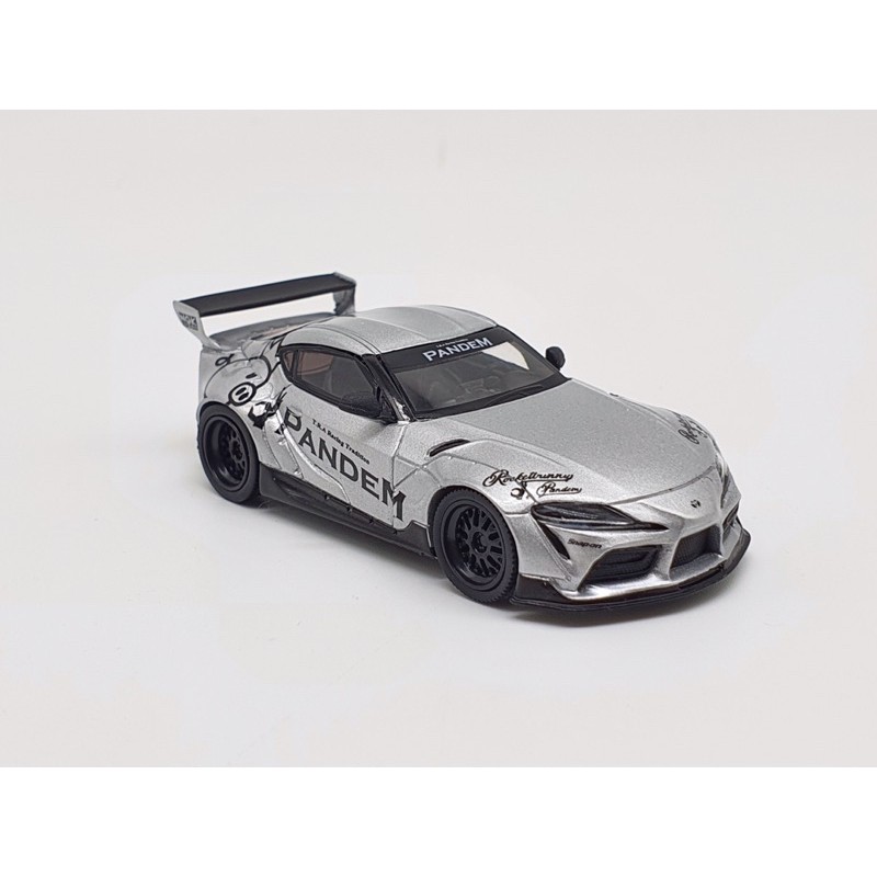 Xe Mô Hình Pandem Toyota GR Supra V1.0 Silver LHD 1:64 MiniGT (Xám)