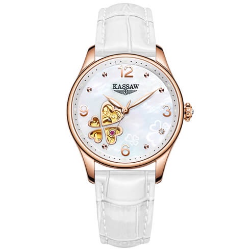 Đồng hồ nữ chính hãng KASSAW K910-2 Kính sapphire ,chống xước,Chống nước 50m ,BH 24 tháng,Máy cơ (Automatic) ,dây da xịn