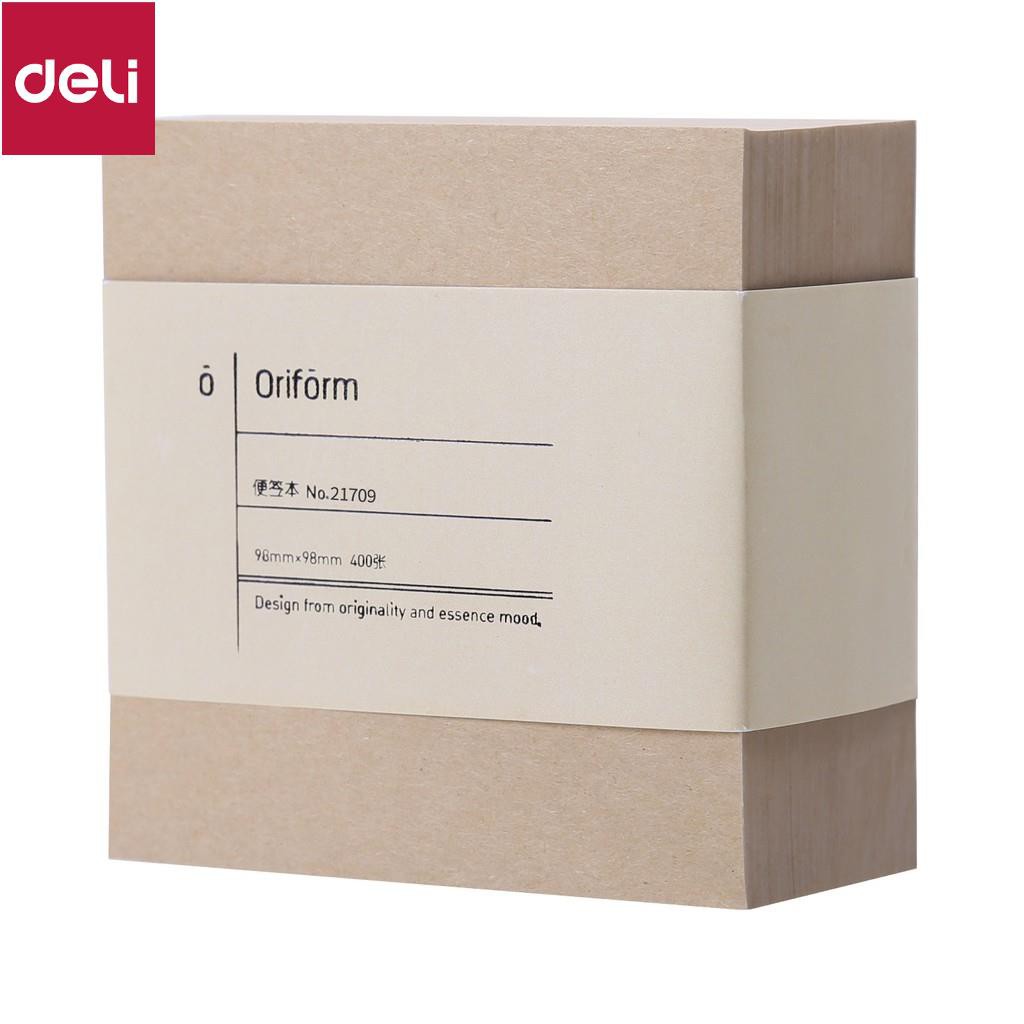 Giấy Nhắn Sticky Note Deli 98x98mm - 400 tờ - màu trắng/nâu - 1 tệp - 21708/21709 [Deli]