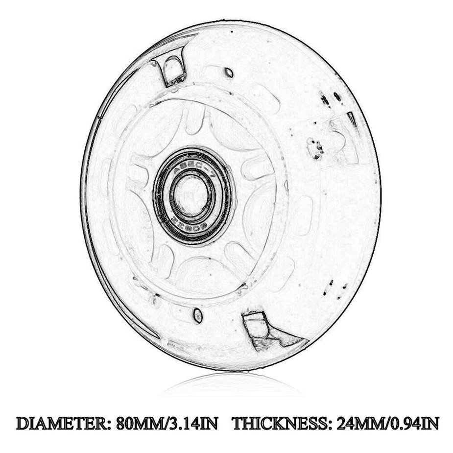 Bánh xe sau gắn xe tay ga mini cỡ 80mm tích hợp đèn led nhấp nháy