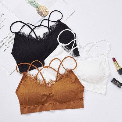 Áo ngực tập gym viền ren, đệm mút liền nâng ngực
