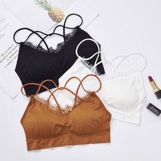 Áo ngực tập gym viền ren, đệm mút liền nâng ngực