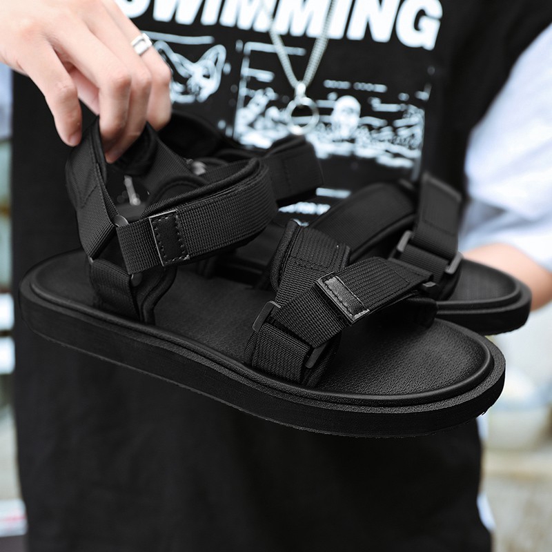 Giày sandal canvas hở ngón đế bằng kích thước 38-45 cho nam