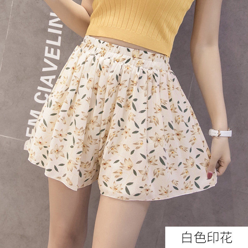 AMOI Quần Váy Chiffon Lửng Ống Rộng Size Lớn In Họa Tiết Thời Trang