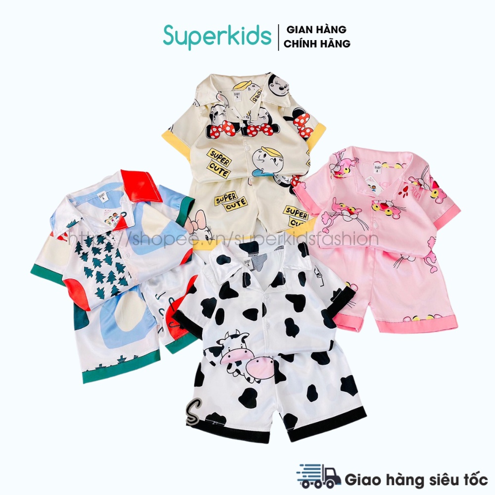 Bộ Pijama lụa cao cấp cho bé gái 8-22kg QATE803