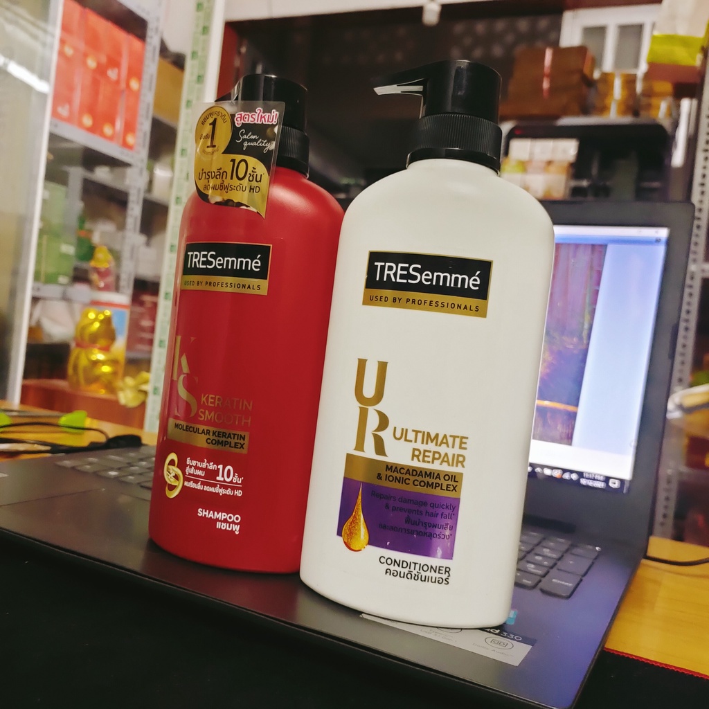 Dầu gội đầu Tresemme KERATIN SMOOTH màu đỏ - cặp dầu gội xả thái lan 450ml, 5 trong 1 suôn mượt vào nếp