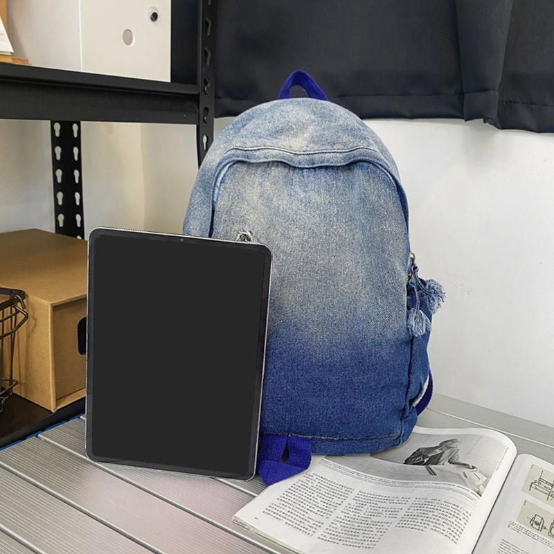 Ba Lô Denim Sức Chứa Lớn Có Khóa Kéo Sáng Tạo Cho Nữ