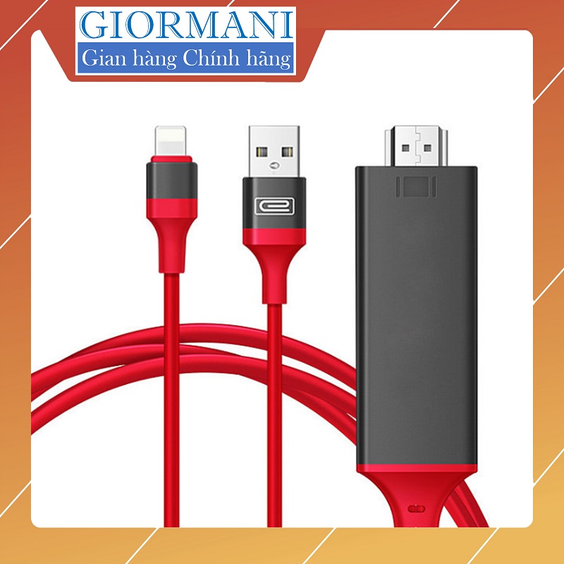 Dây chuyển tín hiệu Lightning To HDMI (Kết nối sang tivi, TV, máy chiếu) Chạy mượt chuẩn HD - Hàng cao cấp GIORMANI
