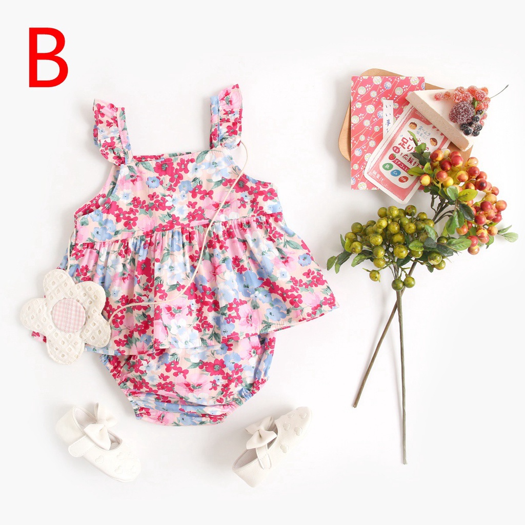 Bộ 2 áo+quần Sanlutoz in họa tiết hoa thời trang mùa hè cho bé