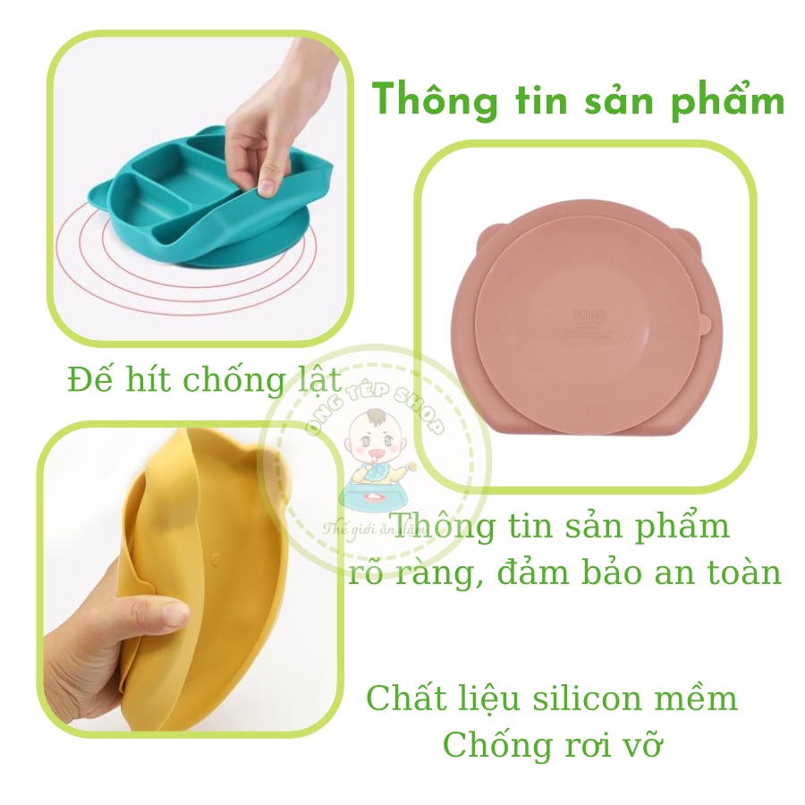 Khay gấu silicon 4 ngăn cho bé ăn dặm mẫu mới 14 màu xinh xắn