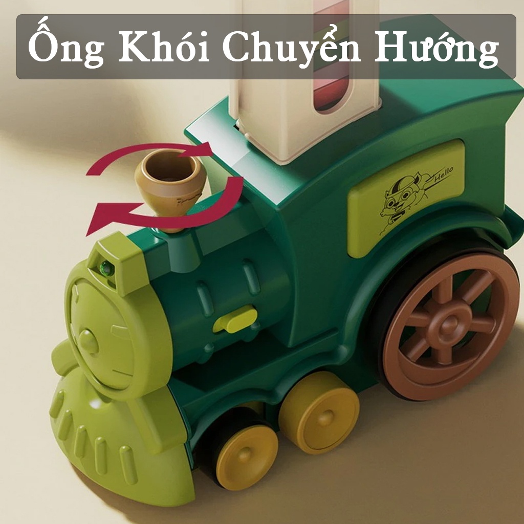 Đồ chơi tàu hỏa - Xe lửa xếp DOMINO tự động, phát nhạc thông minh cho bé yêu -dc4836