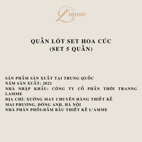 Quần lót bầu set hoa cúc, 1 set 5 chiếc, mát nhẹ thoáng khí cho các mẹ bầu sản phẩm của LAMME