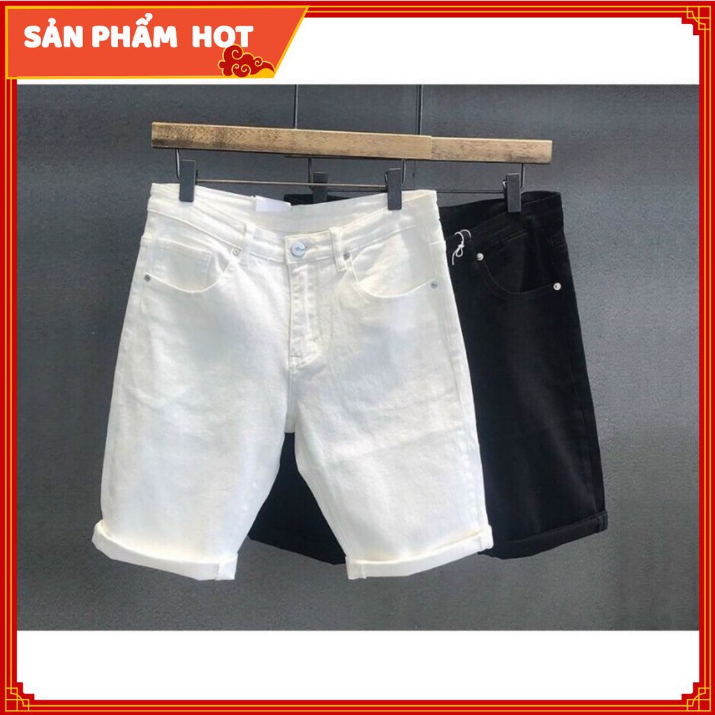 HOT Quần Short Jean Trơn Trắng Đen Co Giãn Cao Cấp