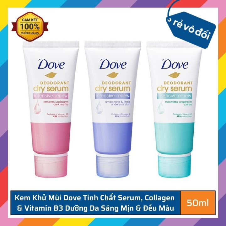 Kem khử mùi Dove tinh chất Serum dành cho nữ với Collagen & Vitamin B3 dưỡng da sáng mịn 50ml - Thái Lan