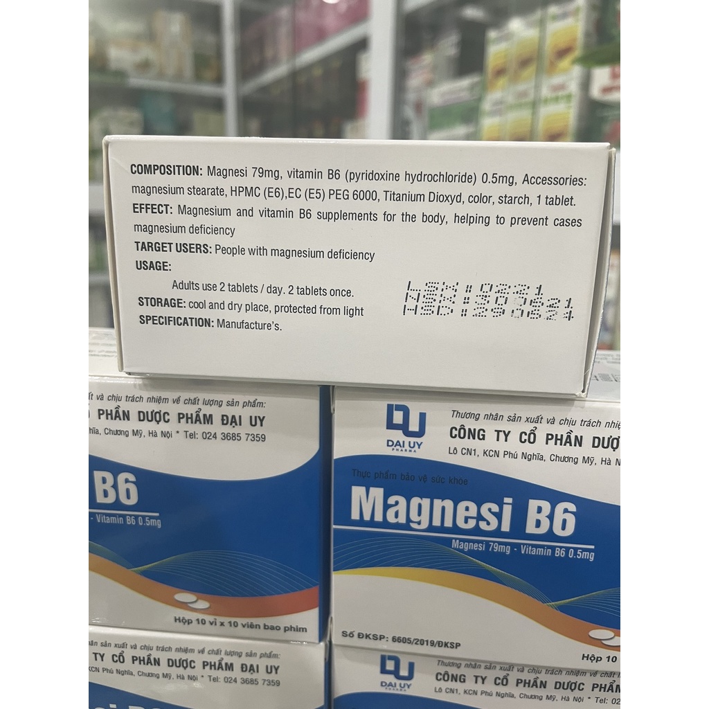 Viên uống Magnesi B6 Đại y bổ sung Magnesi và B6 giảm căng thẳng mệt mỏi hộp 100 viên