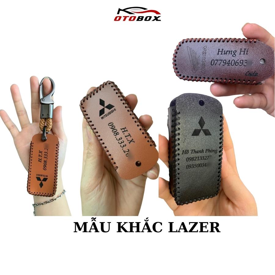 Bao da chìa khóa ô tô xe hơi Mitsubishi outlander,xpander, bọc chìa khóa oto smartkey da thật chống xước OTOBOX