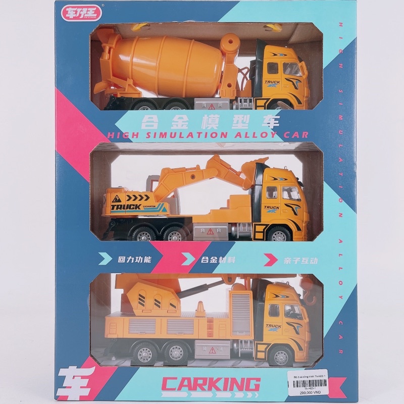 Bộ Đồ Chơi Mô Hình Xe Công Trình-Set 3 Xe Công Trình-Trộn,xúc,cẩu…