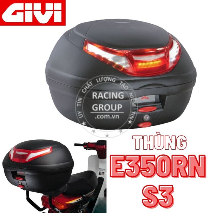 Thùng sau givi E350RN-S3 35 lít có đèn tặng kèm đế hàng chính hãng - bảo hành 2 năm