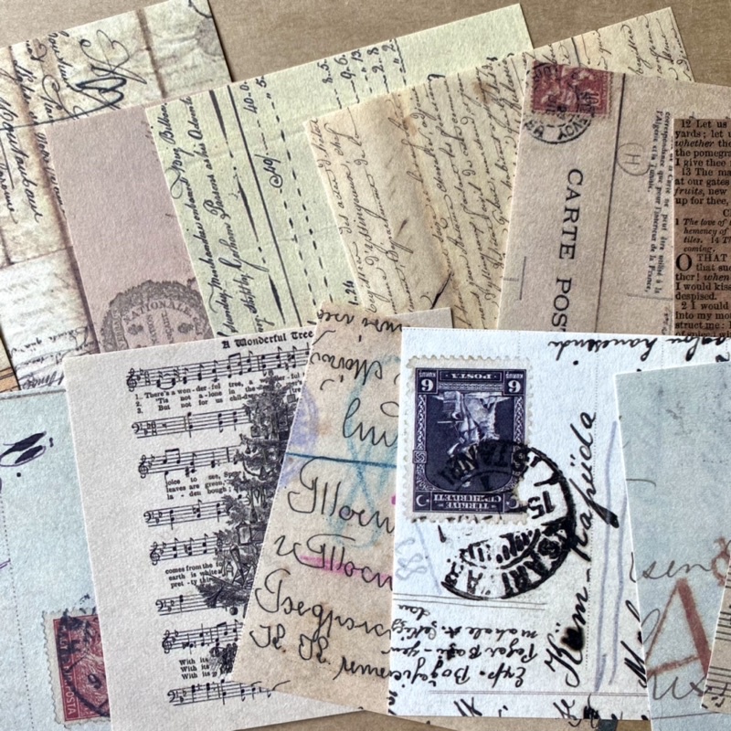 Lẻ 25 giấy ghi chú nền cổ điển 80mm x 80mm - Floral vintage material paper for journal