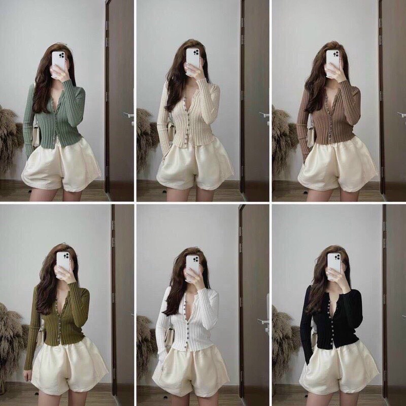 Áo len đũa cài cúc dài tay form ôm co giãn kiểu dáng sexy chất len cao cấp A685 SUTANO