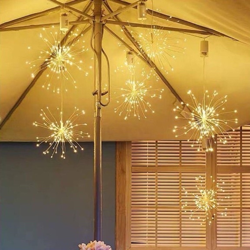 Bộ 5 Dây Đèn Led Hình Pháo Hoa, Trang Trí Sân Vườn, Giáng Sinh Độc Đáo,Cafe, Nhà Hàng