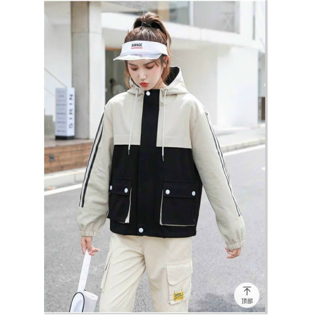 ÁO DÙ 2 LỚP TÚI HỘP PHỐI SỌC TAY PHONG CÁCH HÀN HOT