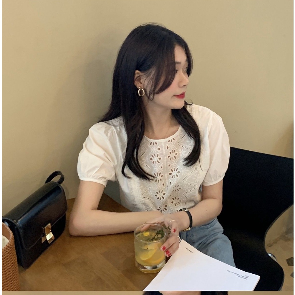 Áo Sơ Mi Tay Phồng Phong Cách Hàn Quốc Cổ Điển Dành Cho Nữ