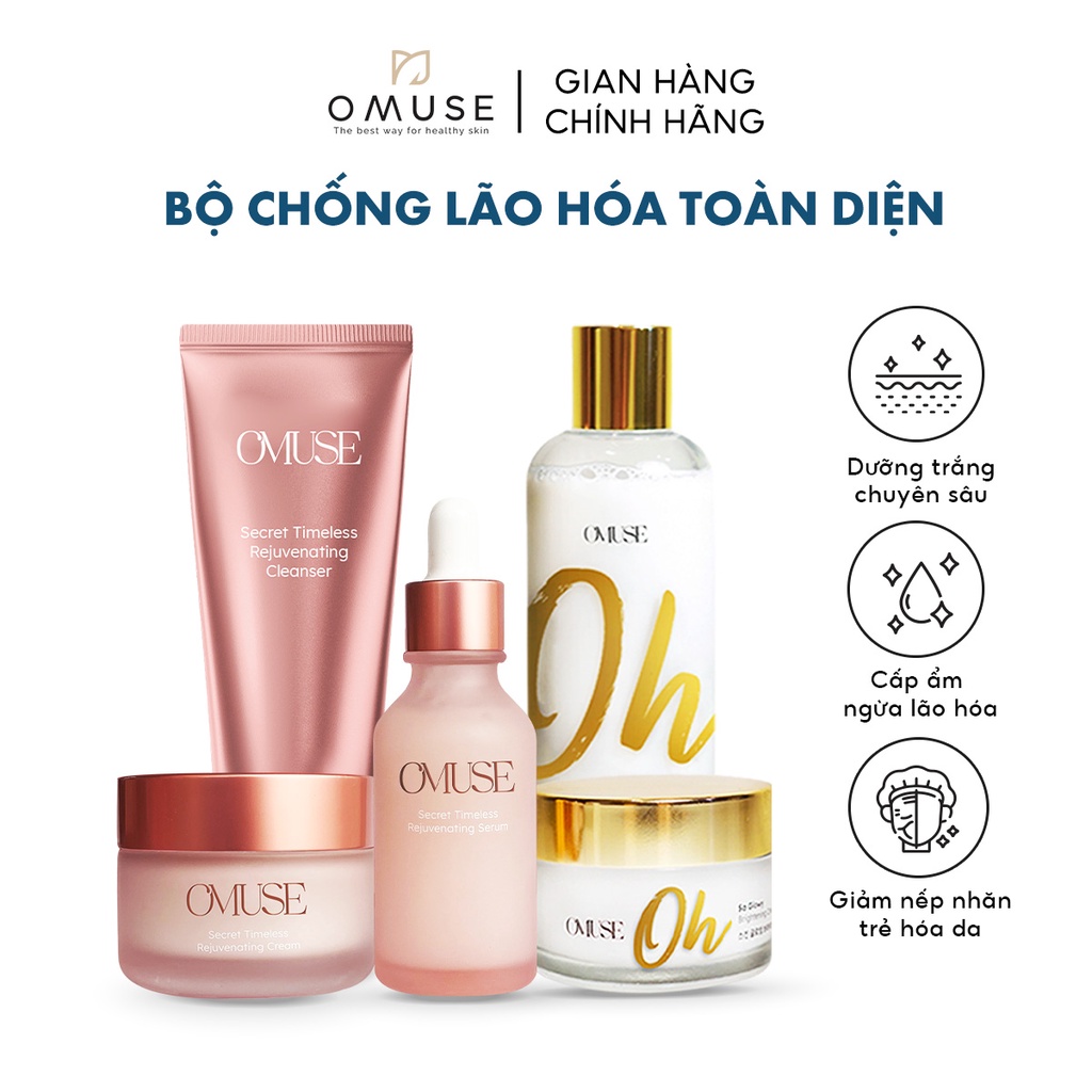 Bộ 5 sản phẩm dưỡng da toàn diện OMUSE giúp chống lão hóa phù hợp với da khô