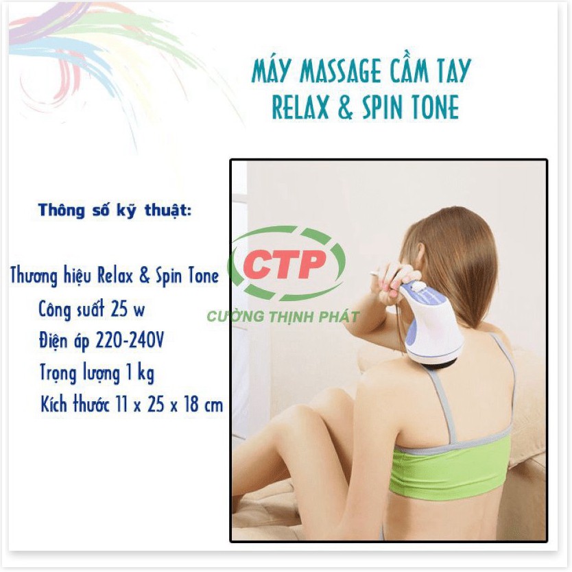 Máy Massage Cầm Tay Mini Máy Mát Xa Giảm Mỡ Lưng Bụng Đùi Đa Năng Relax Spin Tone 5 Đầu