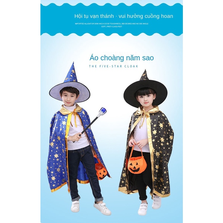 Bộ đồ hóa trang phù thủy kèm nón phù thủy dành cho bé 3-12 tuổi