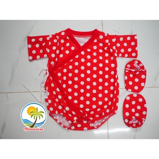 Set (áo+vớ) yukata chấm bi đỏ cho bé từ 4-12kg