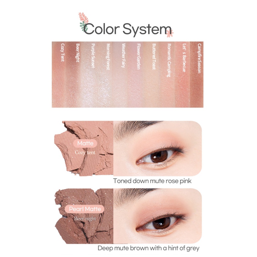 Bảng phấn mắt Good Morning Camping màu sắc xinh xắn