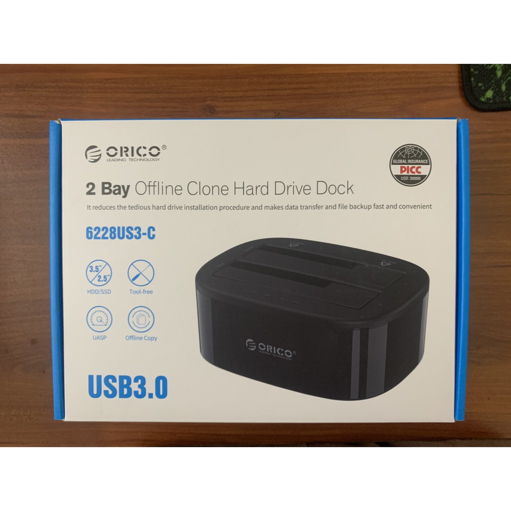 Đế Dock ổ cứng 2 khay 3.5''/ 2.5'' USB 3.0 ORICO 6228US3-C-BK - Hàng chính hãng