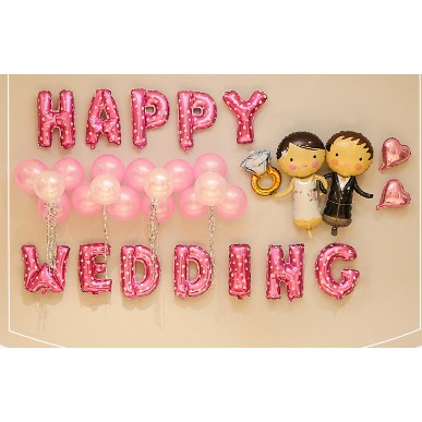 Bóng Bộ Chữ Happy Wedding