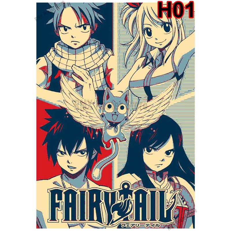 Poster Treo Tường Trang Trí Phòng Khách / Ngủ / Quán Bar In Hình Anime Fairy Tail