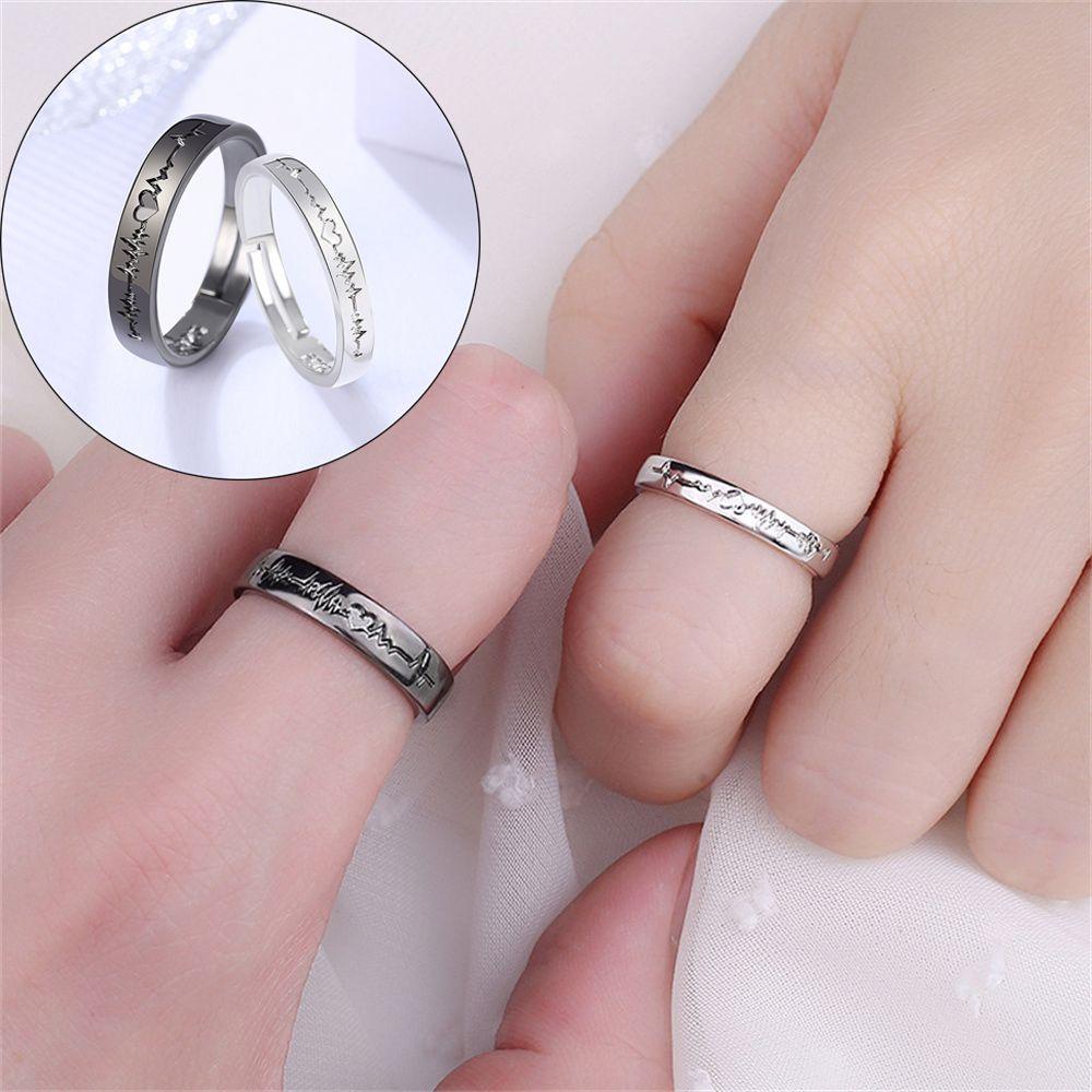 Nhẫn Cặp Màu Đen / Bạc Đơn Giản Phong Cách Hàn Quốc Thời Trang