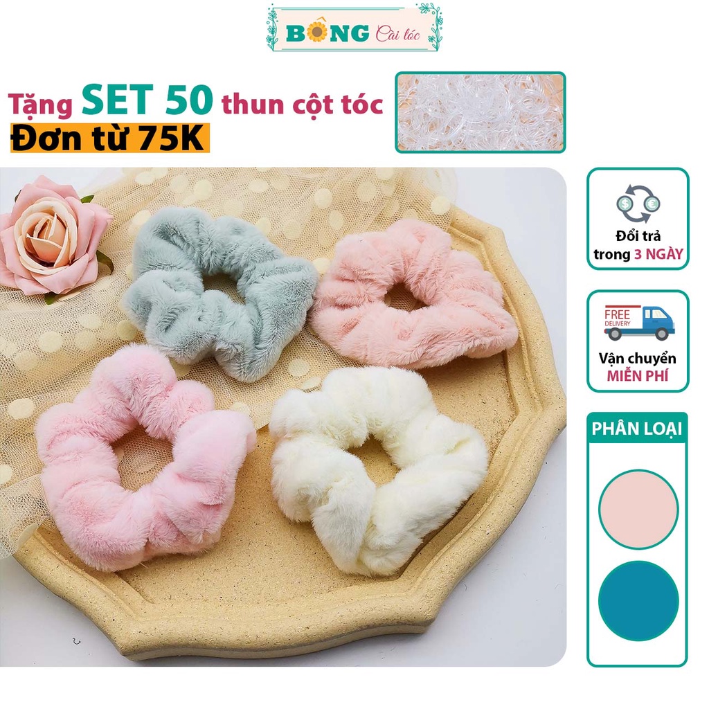 Scrunchies lông nhung màu sắc pastel phong cách Hàn Quốc SR30 - Scrunchies BÔNG Cài Tóc