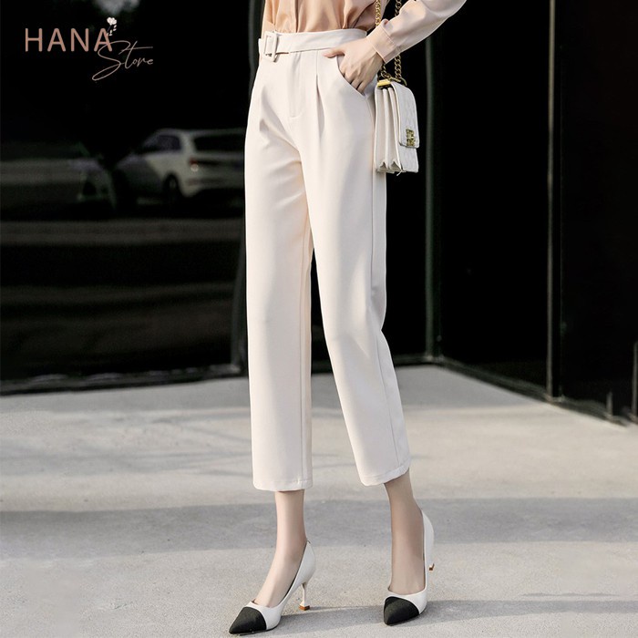 Quần âu nữ công sở cạp cao cúc bấm - Kiểu dáng quần tây nữ ống đứng lưng cao - Chất vải tuyết mưa mềm mại - Hàng mới về