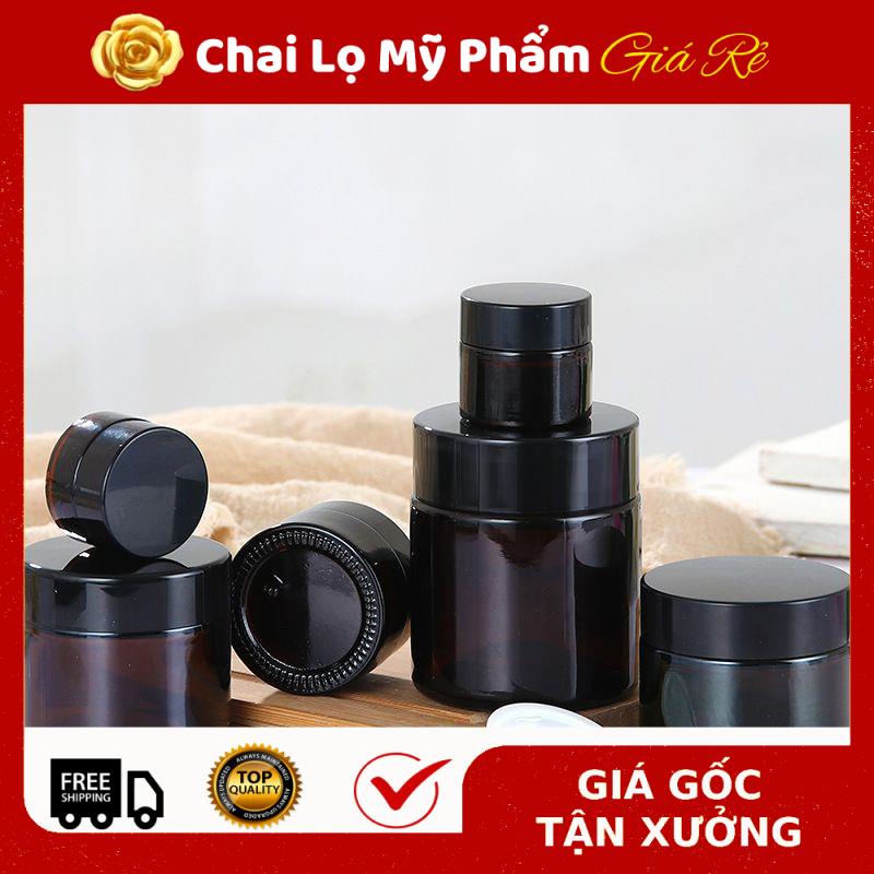 Hủ Đựng Kem ❤ RẺ VÔ ĐỊCH ❤ [100g] Hũ đựng kem Thủy tinh Nâu chiết mỹ phẩm , phụ kiện du lịch