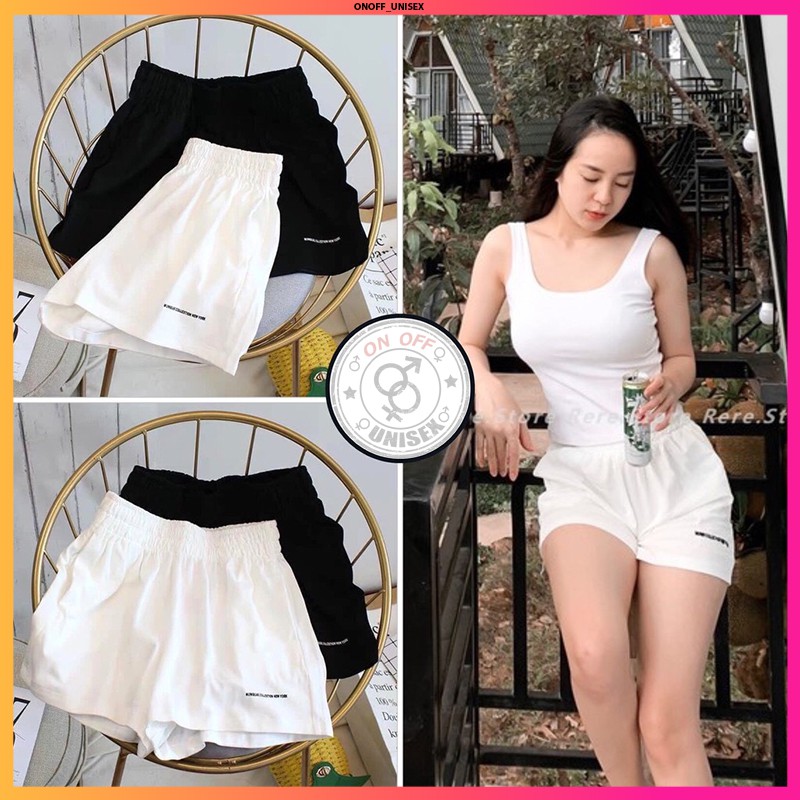 [Mã UNI10 hoàn 20% tối đa 50] Quần Đùi Cộc Thêu New York Nữ- Short Cạp Chun Dáng Suông ống Rộng Họa Tiết Chữ Cái Ulzzang