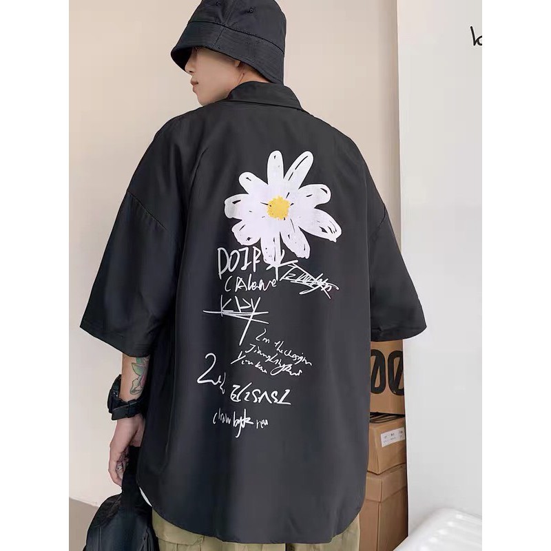 Áo sơmi tay lỡ kaki unisex Quốc Dân hoa cúc ulzzang Nam Anh 24 | BigBuy360 - bigbuy360.vn